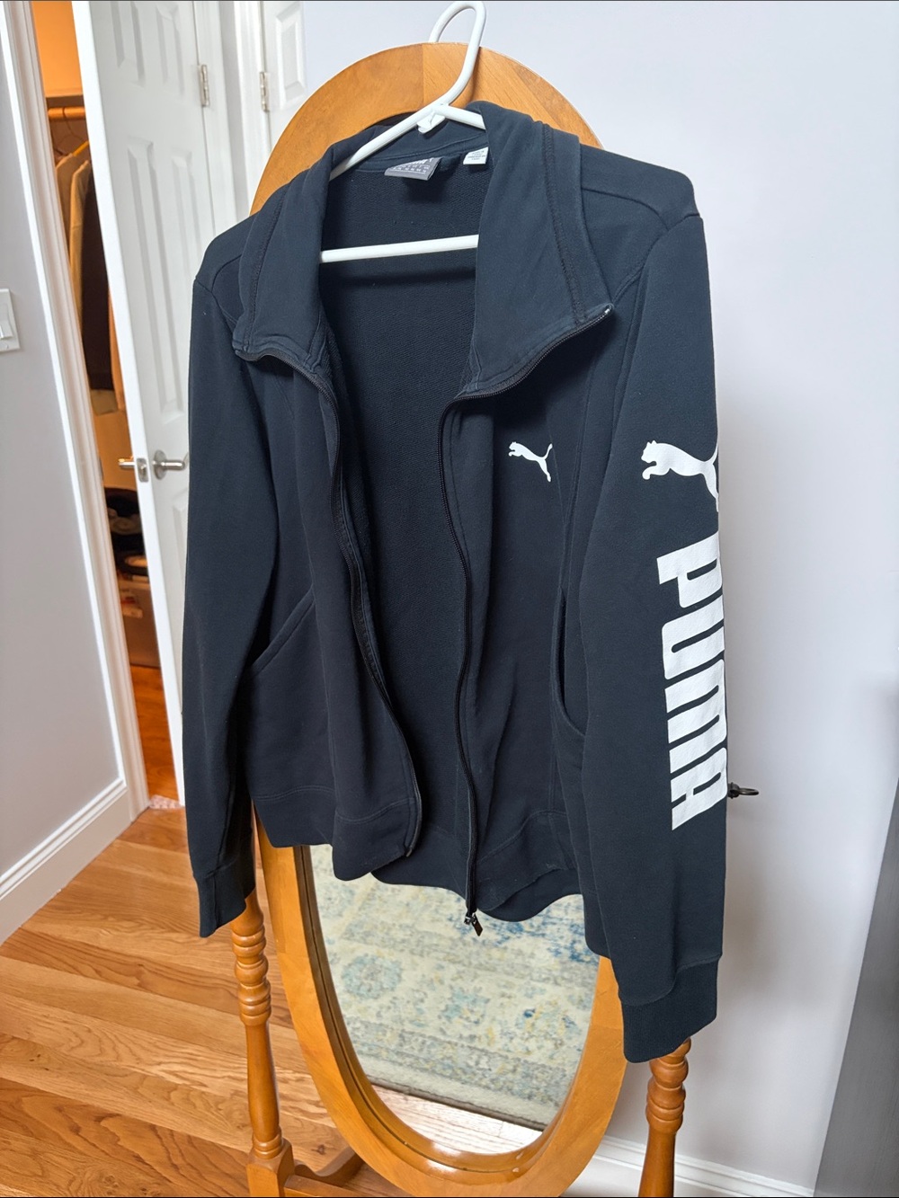 Puma Black Zip-Up Bomber Jacket with White Logo